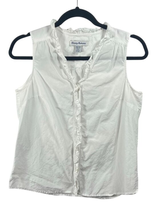 Tommy Bahama Tops - Tommy Bahama Top Womens Button Down Shirt Sleeveless XS Frilly Beach Coastal